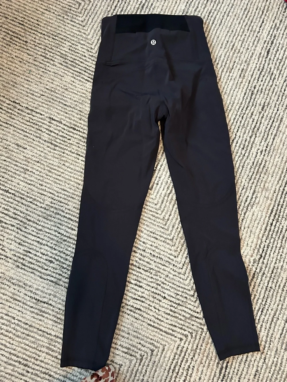 Lululemon Black High-Waist Leggings Striped Panels Size 4